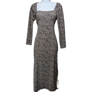 Offline Aerie Leopard Print Long Sleeve Maxi Dress S Animal Print Bodycon Brown